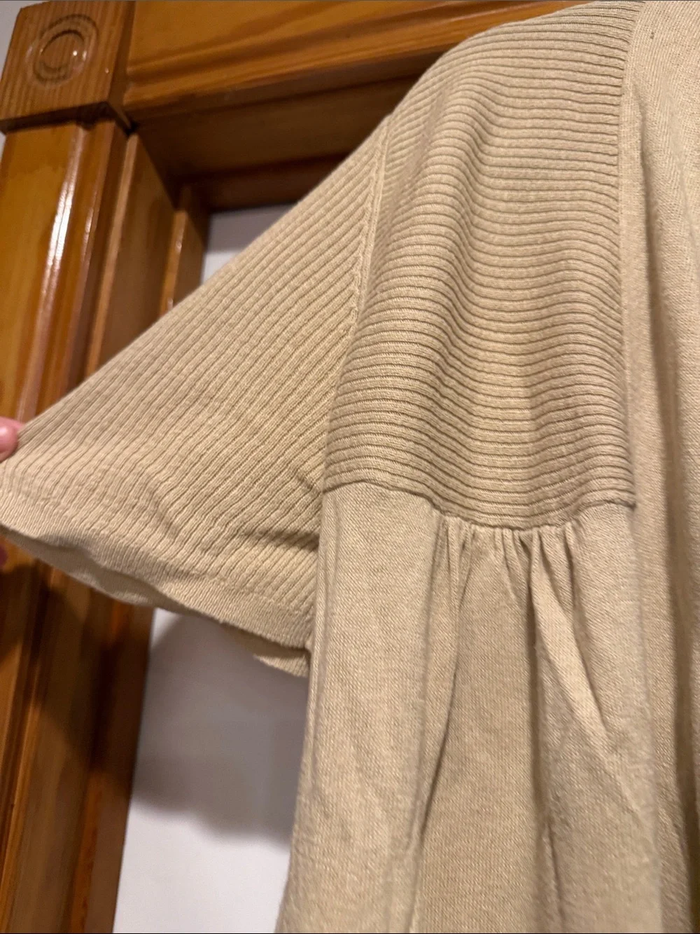 Just My Size Beige Open-Front Short Sleeve Cardigan